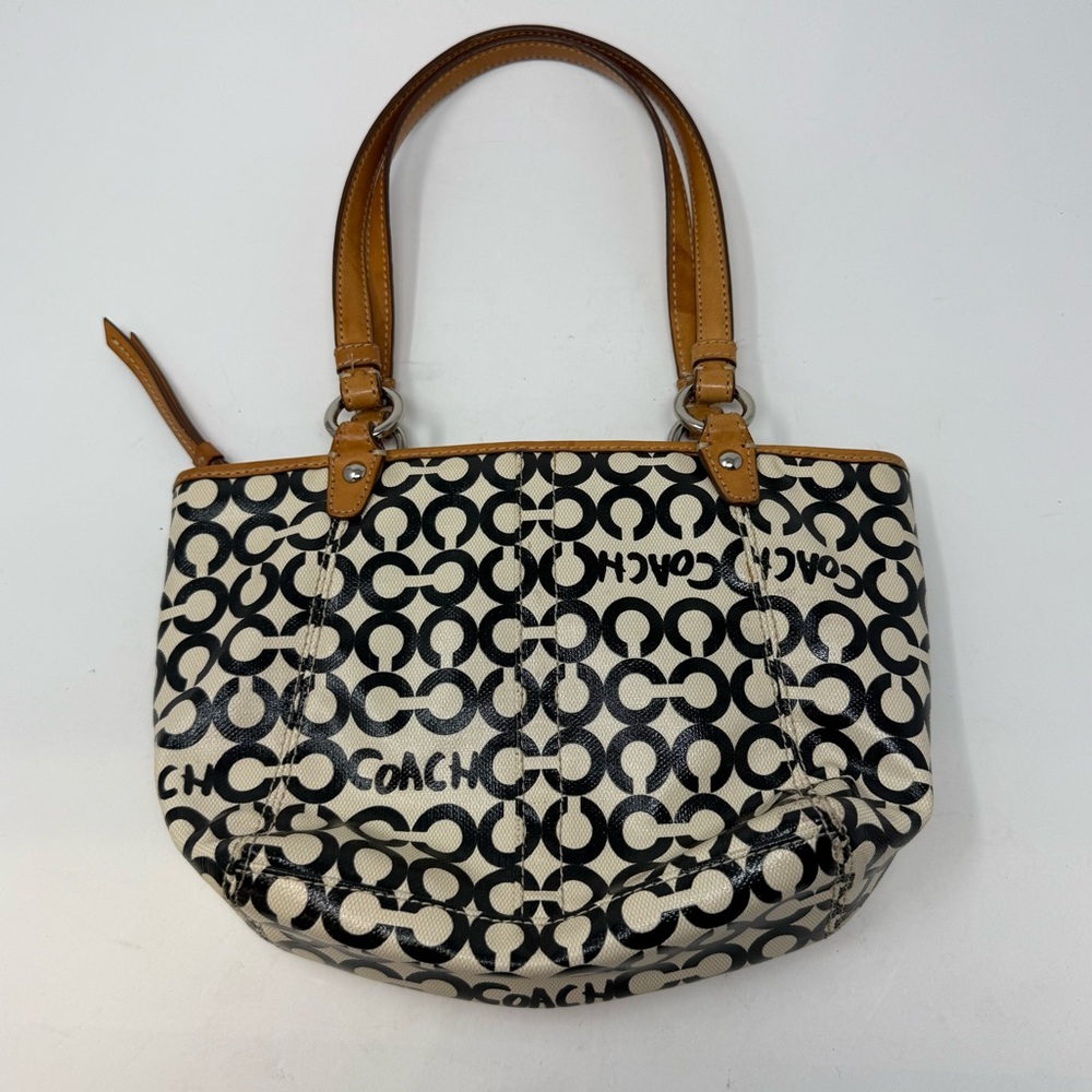 Coach Y2K Leah Opt Art Coated Canvas C Black & White Mini Bag - Picture 5 of 11